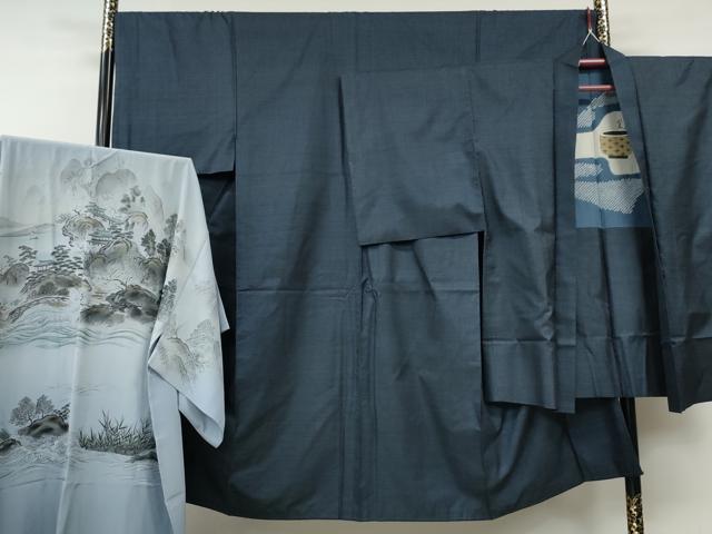 平和屋着物●男性 本場大島紬 アンサンブル 長襦袢セット 100亀甲 総詰め 正絹 逸品 CABF3256ut