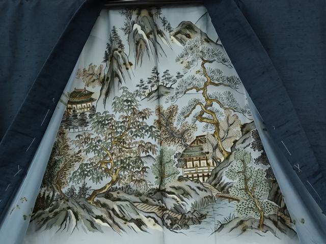 平和屋着物●男性 紬 髭紬 羽織セット 留紺色 正絹 逸品 CABF3257ut