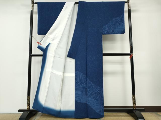 平和屋着物●訪問着 藍 吉祥文 正絹 逸品 CABF3284ut