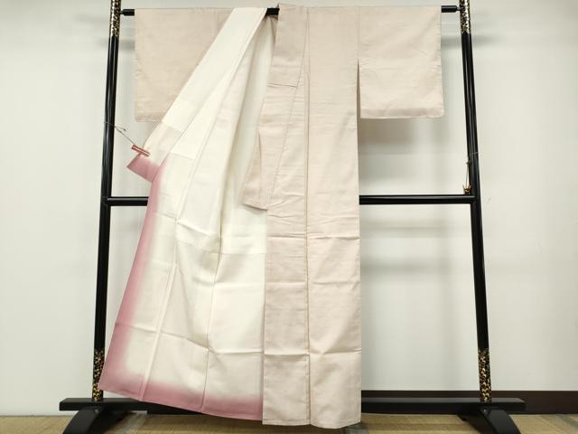 平和屋着物●結城紬 色無地 桜色 正絹 逸品 未使用 CABF3293ut