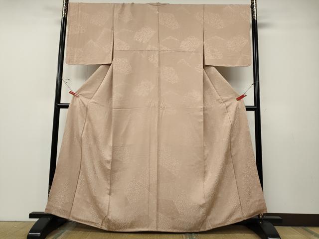 平和屋着物●上質な色無地 切嵌花地紋 洗柿色 正絹 逸品 CABF3306ut