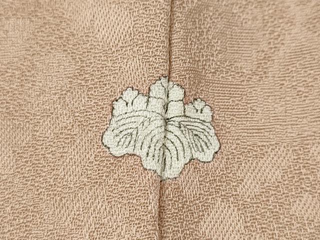 平和屋着物●上質な色無地 切嵌花地紋 洗柿色 正絹 逸品 CABF3306ut