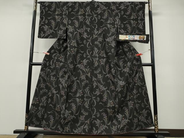 平和屋着物●本場大島紬 7マルキ 泥染め 更紗花文 里島正則作 証紙付き 正絹 逸品 未使用 CABF3308ut