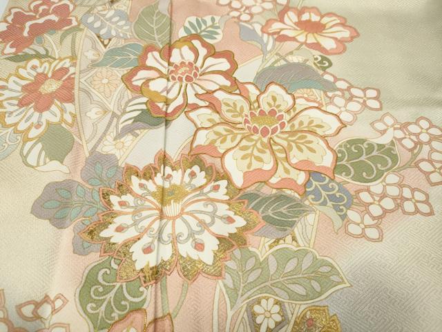 平和屋着物●訪問着 駒刺繍 熨斗花文 暈し染め 金彩 正絹 逸品 CABF3312ut