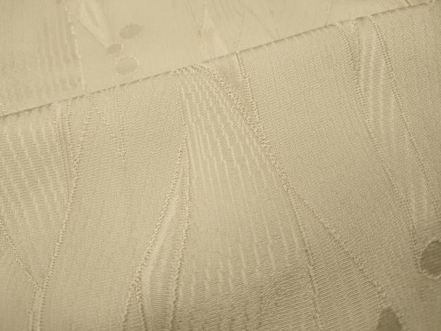 平和屋着物●上質な色無地 寿光織 南天地紋 肌色 反端付き 正絹 逸品 未使用 CABF3313ut