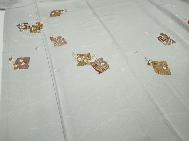 平和屋着物●訪問着 駒刺繍 破れ色紙花文 金彩 正絹 逸品 CABF3341ut