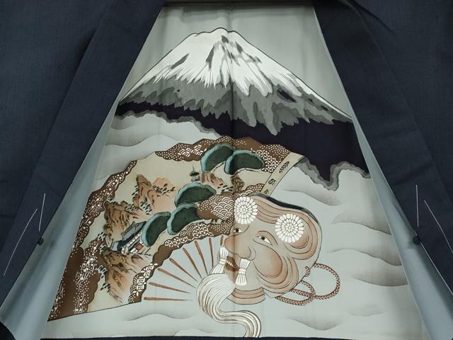 平和屋着物●男性 紬 アンサンブル 濃藍色 正絹 逸品 未使用 CABF3355ut