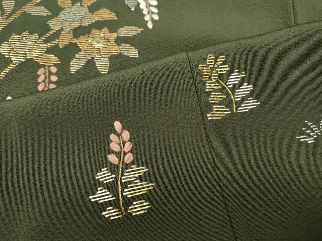 平和屋着物●訪問着 竹屋町刺繍 草花文 金彩 正絹 逸品 未使用 CABF3362ut