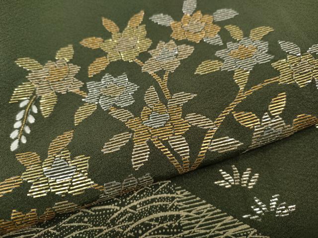 平和屋着物●訪問着 竹屋町刺繍 草花文 金彩 正絹 逸品 未使用 CABF3362ut