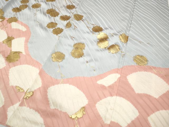 平和屋着物●訪問着 地紙枝垂れ桜文 金彩 正絹 逸品 CABF3378ut