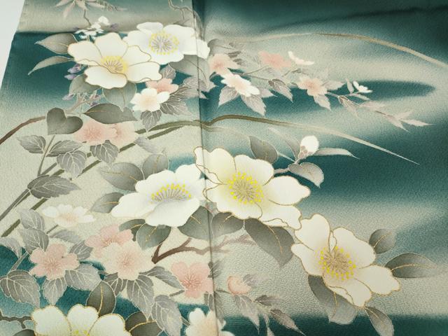 平和屋着物●訪問着 流水枝花文 暈し染め 金彩 正絹 逸品 CABF3395ut