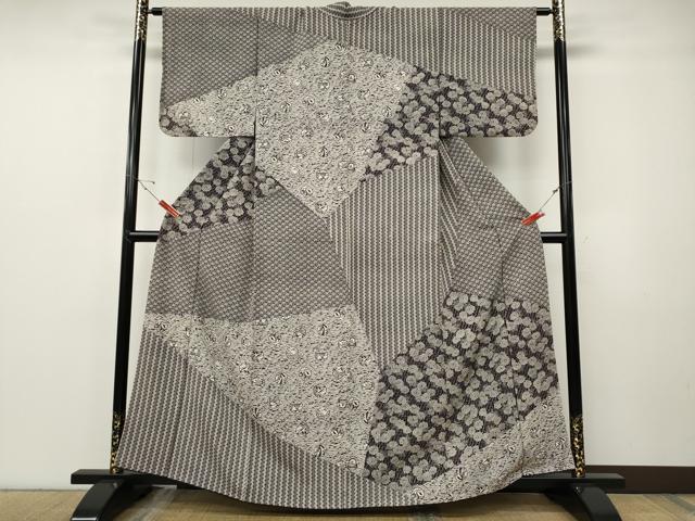 平和屋着物●訪問着 型染め 切嵌風景吉祥花文 正絹 逸品 CABF3397ut