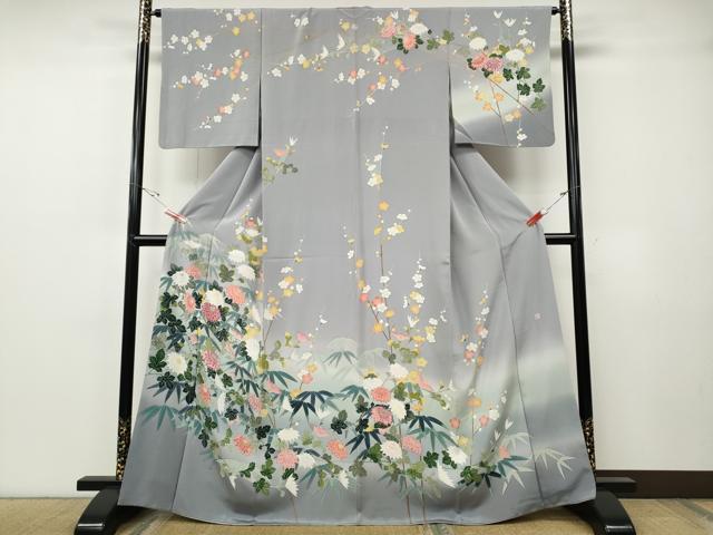 平和屋着物●訪問着 友禅 作家物 草花文 暈し染め 正絹 逸品 CABF3404ut