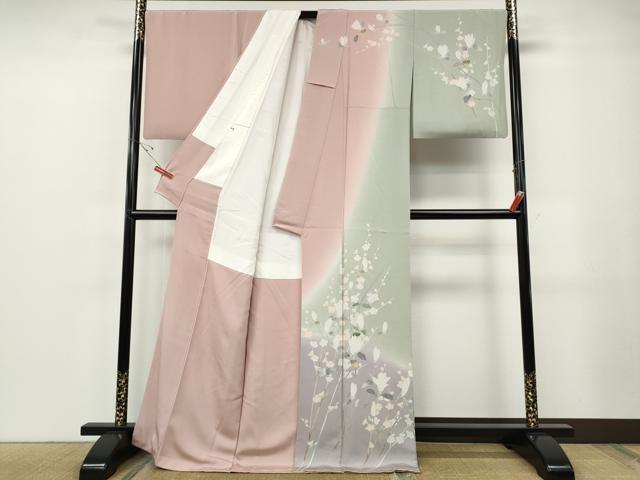 平和屋着物●訪問着 友禅 枝花文 暈し染め 正絹 逸品 CABF3416ut