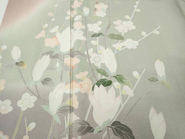 平和屋着物●訪問着 友禅 枝花文 暈し染め 正絹 逸品 CABF3416ut