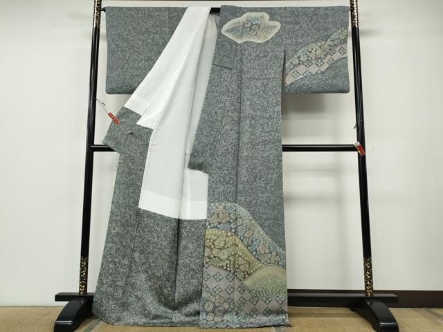 平和屋着物●樋熊哲也 訪問着 辻が花 絞り 手描き ロング丈 正絹 逸品 CABF3421ut