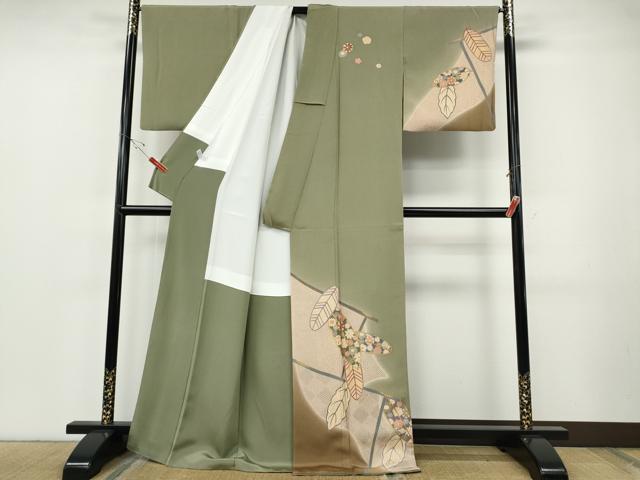 平和屋着物●訪問着 舞花文 暈し染め 金銀彩 鬼しぼ縮緬 正絹 逸品 CABF3434ut