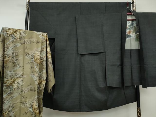 平和屋着物●男性 本場大島紬 アンサンブル 長襦袢セット 吉祥文 正絹 逸品 CABF3440ut