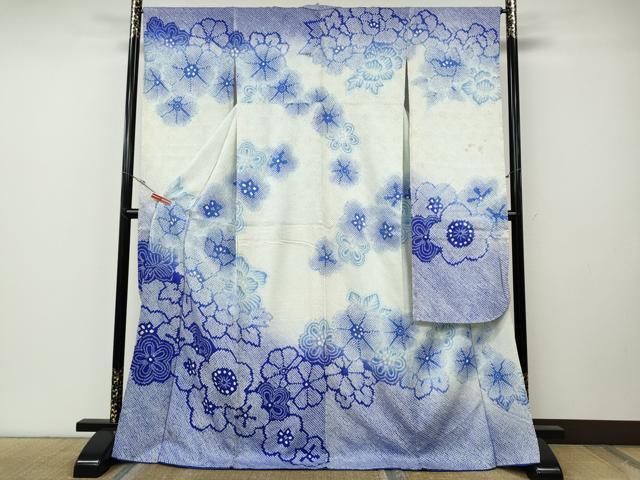 平和屋着物●豪華振袖 総絞り 舞花文 暈し染め 正絹 逸品 CABF3450ut