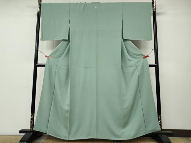 平和屋着物●上質な色無地 霞地紋 錆青磁色 大丸扱い 正絹 逸品 CABF3454ut