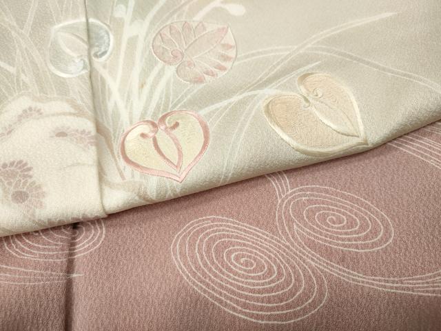 平和屋着物●訪問着 刺繍 流水草花文 三越扱い 正絹 逸品 CABF3461ut