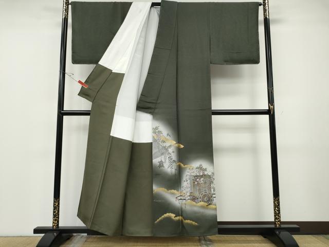 平和屋着物●豪華色留袖 作家物 御所車人物花文 暈し染め 金彩 正絹 逸品 未使用 CABF3478ut