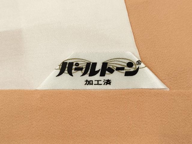 平和屋着物●上質な色無地 芝草花地紋 赤香色 正絹 逸品 CABF3483ut