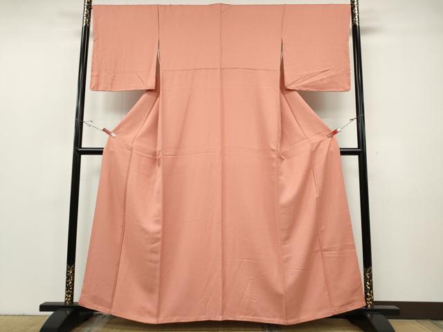 平和屋着物●上質な色無地 舞花地紋 薄紅色 正絹 逸品 未使用 CABF3486ut