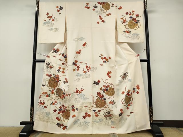 平和屋着物●訪問着 流水花籠文 金彩 正絹 逸品 CABF3499ut