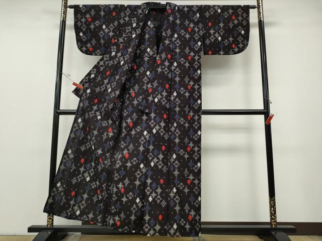 平和屋着物●久留米絣 単衣 菱花文 綿 逸品 CABF3511ut