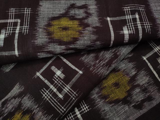 平和屋着物●久留米絣 単衣 色紙花文 綿 逸品 CABF3513ut