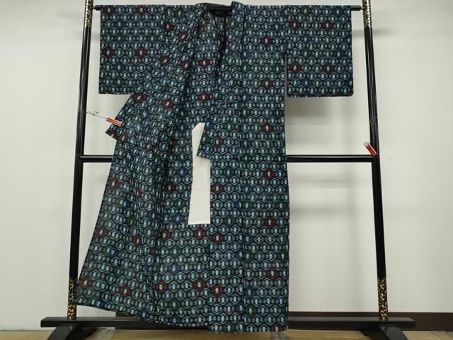 平和屋着物●久留米絣 単衣 横段吉祥文 綿 逸品 CABF3515ut