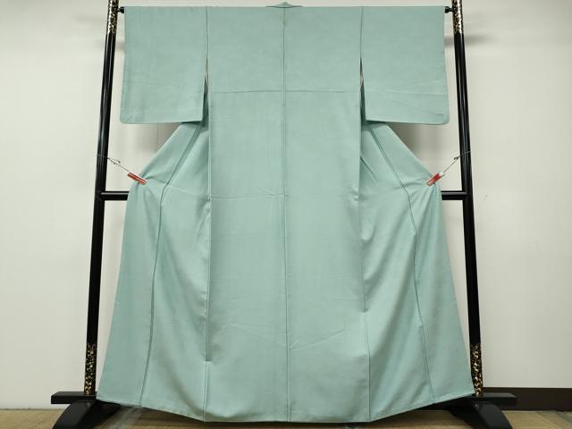 平和屋着物●京加賀友禅 百貫達雄監修 色無地 紗綾形地紋 錆青磁色 正絹 逸品 CABF3523ut