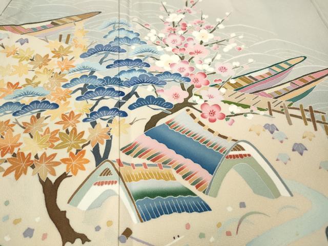 平和屋着物●豪華色留袖 友禅 作家物 風景草花文 暈し染め 正絹 逸品 CABF3525ut