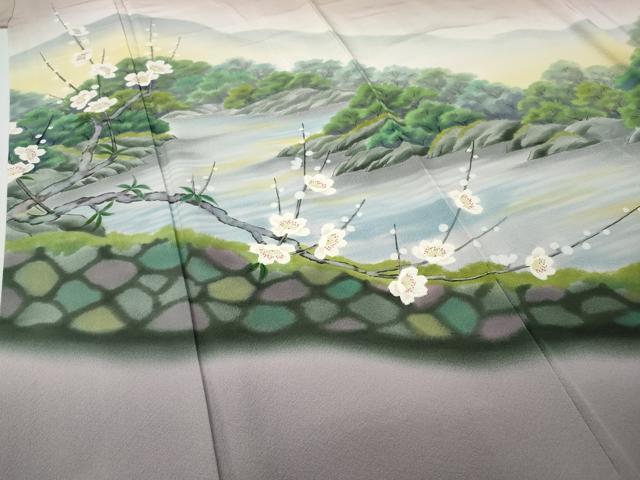 平和屋着物●訪問着 作家物 手描き 流水枝桜文 暈し染め 正絹 逸品 CABF3527ut
