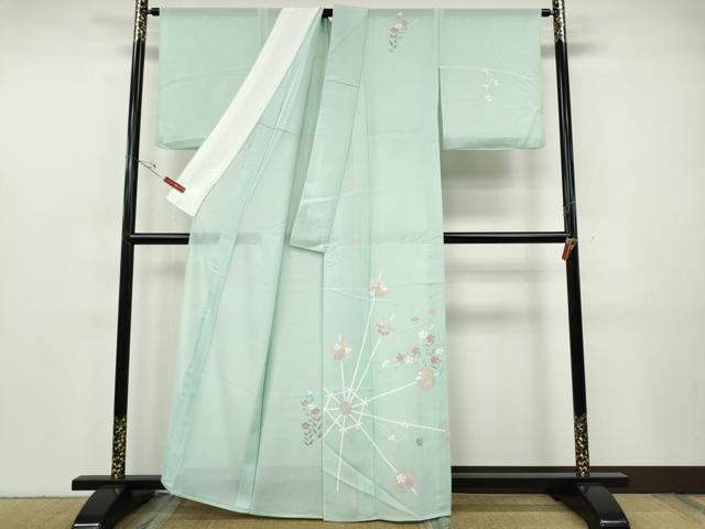 平和屋着物*夏物 訪問着 絽 草花丸文 銀彩 正絹 逸品 CABF3541ut