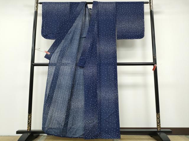 平和屋着物*夏物 小紋 縦絽 箔散らし 洗える着物 CABF3544ut