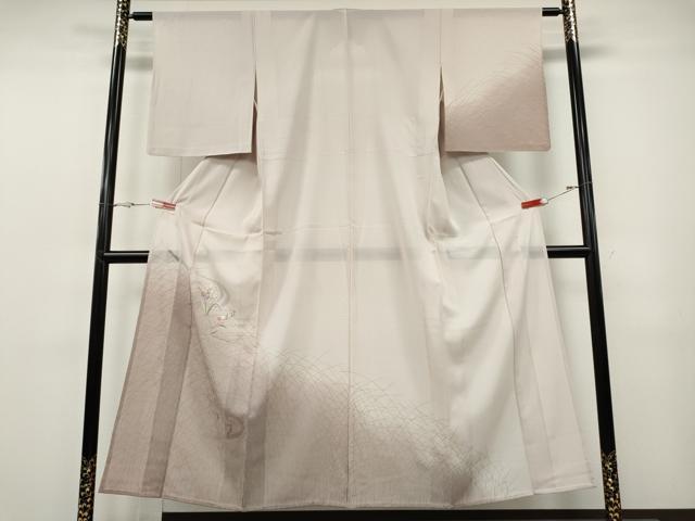 平和屋着物*夏物 訪問着 絽 紗 刺繍 流水草花文 暈し染め 金彩 正絹 逸品 CABF3551ut