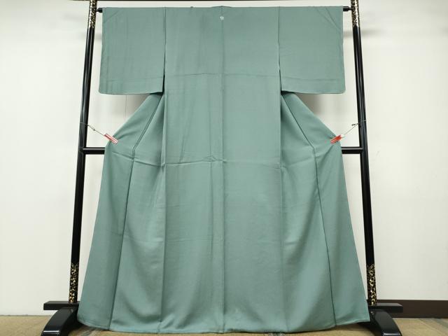 平和屋着物●上質な色無地 舞花地紋 千草色 正絹 逸品 未使用 CABF3587ut