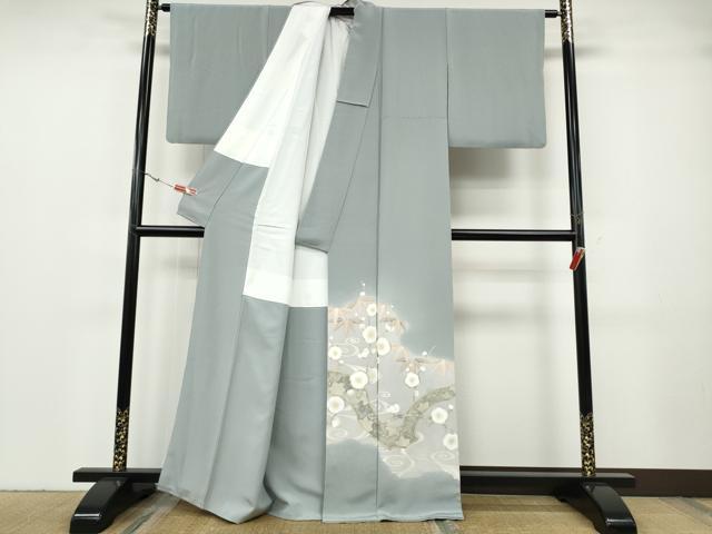 平和屋着物●豪華色留袖 作家物 手描き 駒刺繍 流水枝花文 金彩 鬼しぼ縮緬 正絹 逸品 CABF3590ut