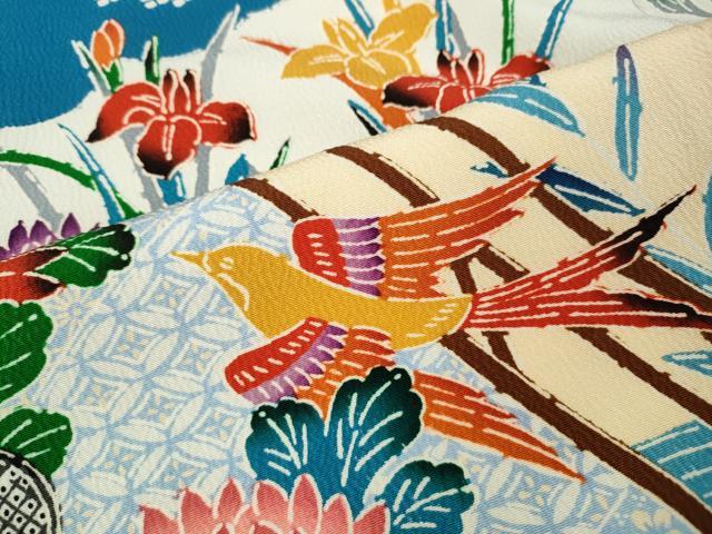 平和屋着物●豪華振袖 型染め 飛鳥草花文 正絹 逸品 CABF3591ut