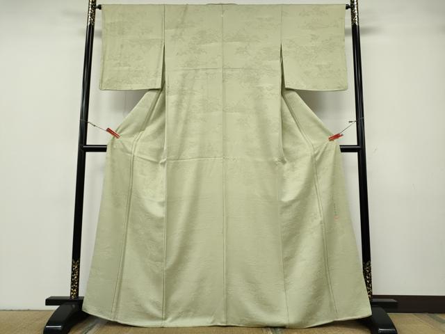 平和屋着物●上質な色無地 作家物 風景草木地紋 蒸栗色 正絹 逸品 CABF3592ut
