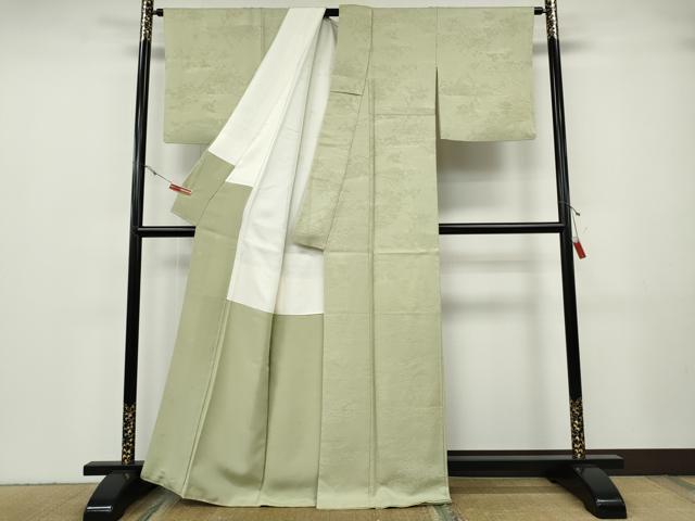 平和屋着物●上質な色無地 作家物 風景草木地紋 蒸栗色 正絹 逸品 CABF3592ut