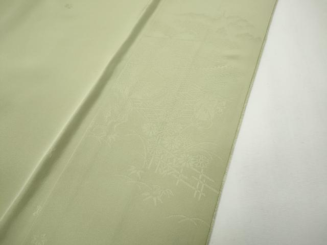 平和屋着物●上質な色無地 作家物 風景草木地紋 蒸栗色 正絹 逸品 CABF3592ut