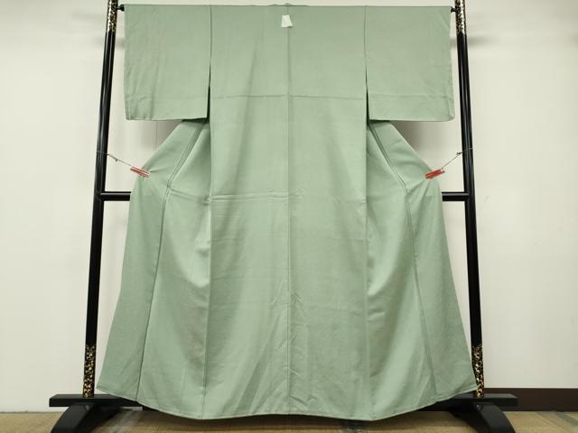 平和屋着物●上質な色無地 舞桜地紋 裏葉柳色 正絹 逸品 CABF3594ut