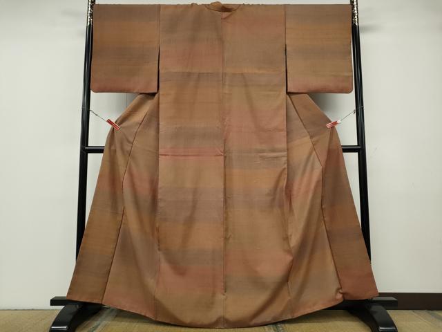 平和屋着物●上質な紬 作家物 横段文 正絹 逸品 CABF3596ut
