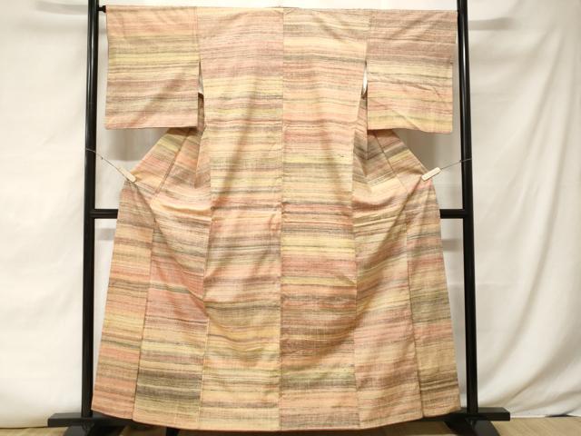 平和屋着物■上質な紬 横段文 正絹 逸品 CABF3614ev