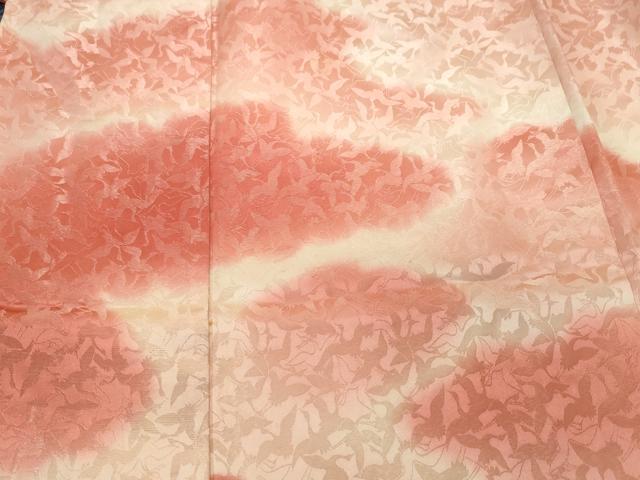 平和屋着物■訪問着 霞文飛鶴文 暈し染め 銀通し地 正絹 逸品 CABF3628ev