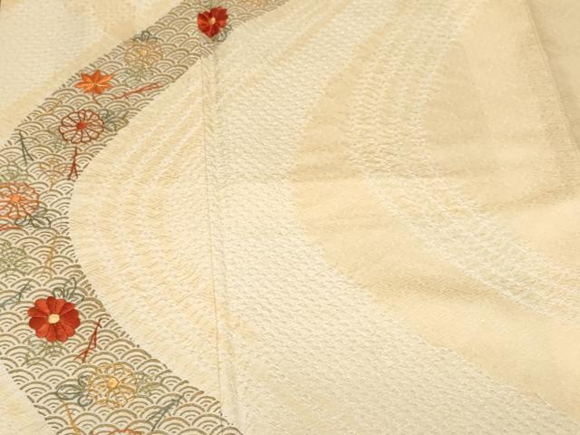 平和屋着物■色留訪問着 刺繍 絞り 青海波溢れ松葉菊文 正絹 逸品 CABF3632ev