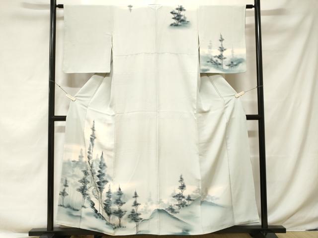 平和屋着物■訪問着 手描き 樹林文 暈し染め 正絹 逸品 CABF3651ev